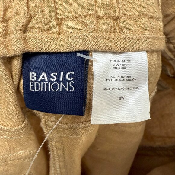 Basic Editions Bermuda Shorts Plus Size 18W Womens Tan Elastic Waist NWT - Picture 9 of 9